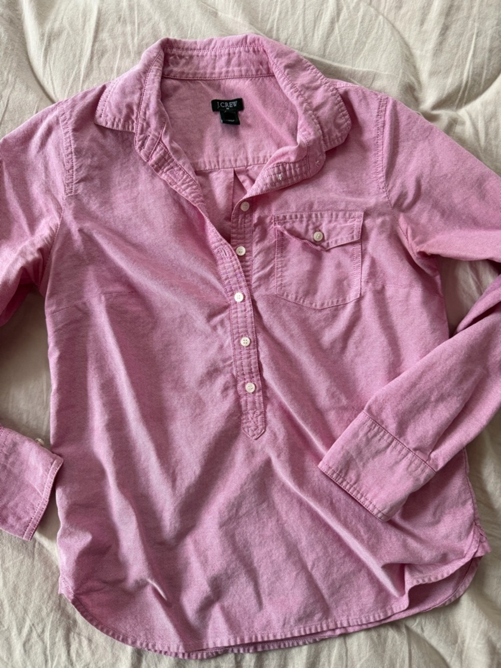 J. Crew Girls' Light Pink Button-Front Pullover Shirt